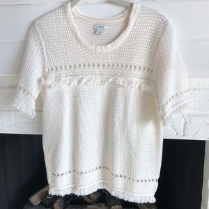 J crew Fringe sweater top. NWOT